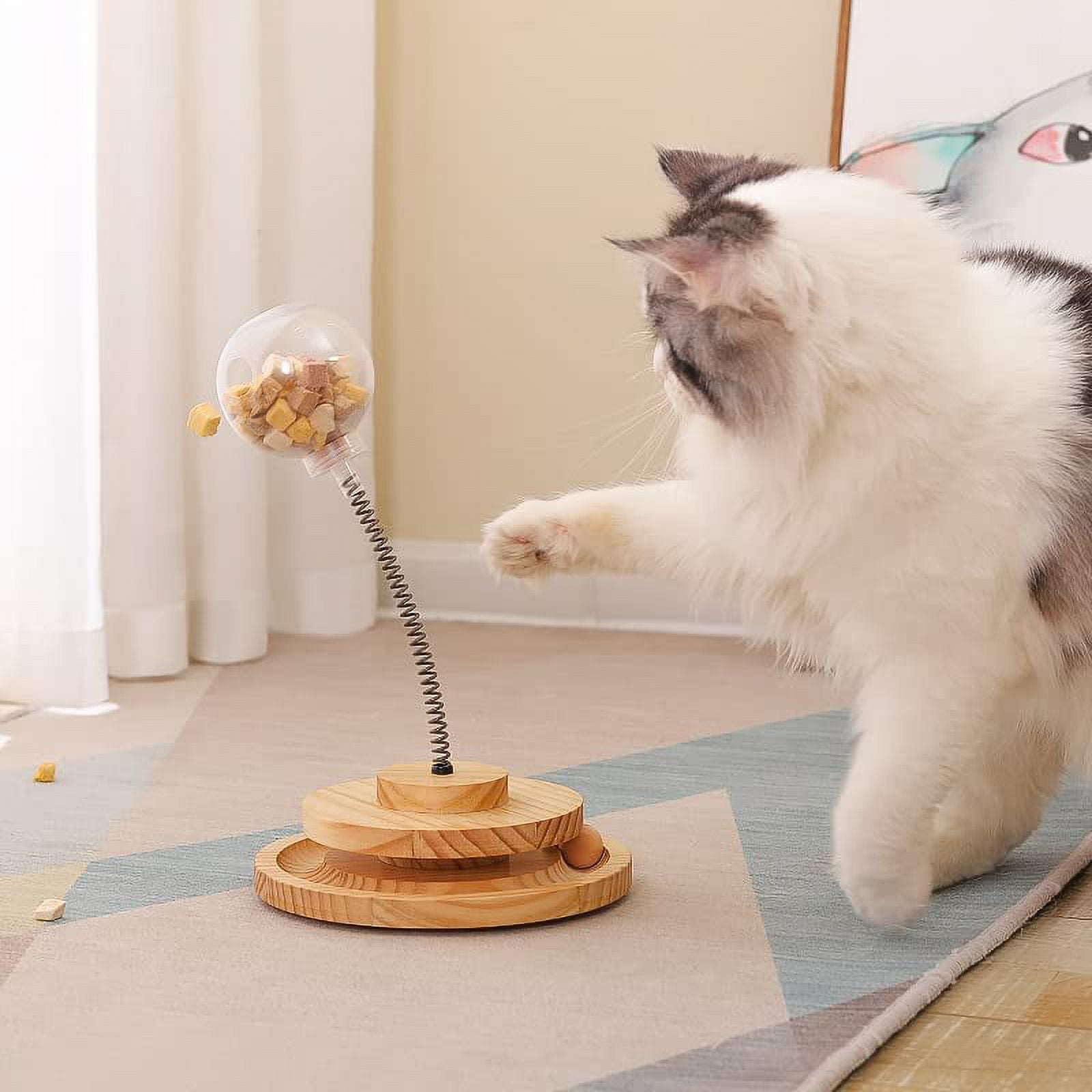 Wooden Interactive Cat Toy for Indoor Roller Exerciser Leaking
