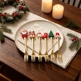 thumbnail image 4 of 6 Pack Christmas fork Set, Christmas Stainless Steel Dessert Coffee Tea fork, Holiday Party Tableware, Figurine Design - Gold, 4 of 6