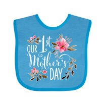 Inktastic Our First Mother's Day- Pink Flowers Boys or Girls Baby Bib