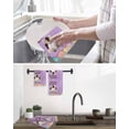 thumbnail image 5 of Purple Easter Kitchen Dish Towels for Drying Dishes Set of 4, Spring Cartoon Bunny Colorful Eggs Wood Grain Waffle Weave Microfiber Hand Tea Bathroom Towels Quick Dry & Absorbent Towel 12x12, 5 of 7