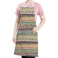 thumbnail image 5 of Yellow and Pink Geometric Boho Pattern Apron-Garden Aprons for Women with Pockets-Cotton Linen Waterproof Kitchen Cooking Gardening Aprons Adjustable for Kitchen,Cooking,BBQ and Salon 33x27 Inch, 5 of 7