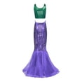 thumbnail image 4 of Sxiwei Woman Mermaid Costume 2 Piece Fish Scale Dress Long Tail Maxi Skirt Tank Top Festival Outfits Green&Purple XXL, 4 of 6