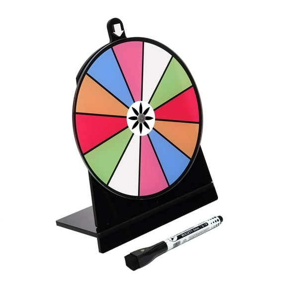 Spinning Prize Wheel, 6 inch Wheel-Spinning Wheel for Prizes with Stand, 10,12 Slots Color Small Tabletop Roulette Spinner with Mark Pen