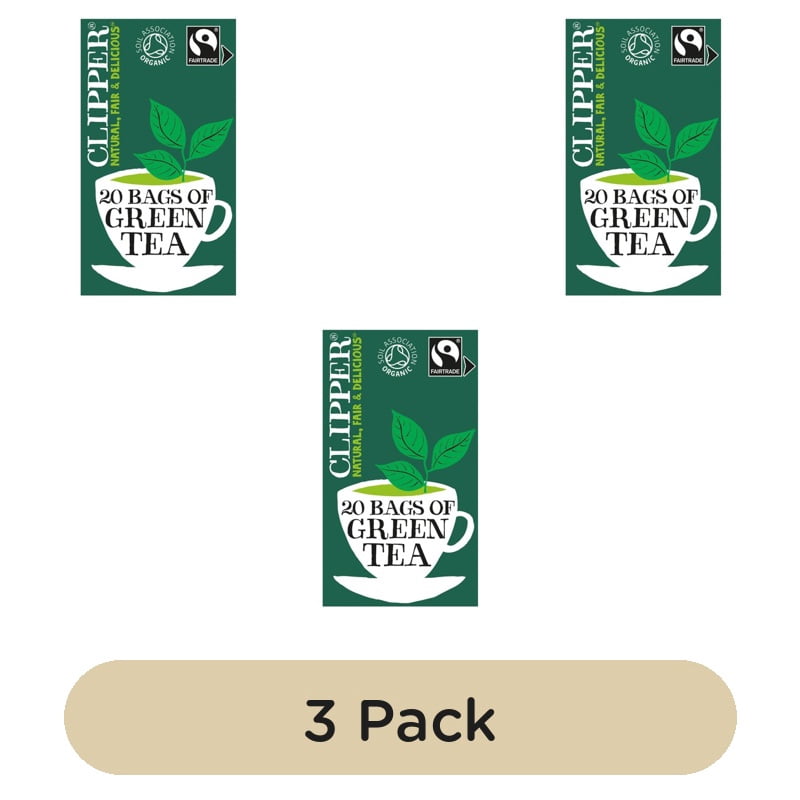 Clipper Organic Fairtrade Green Tea Bags 20's, British Import (Pack of 3)