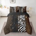 thumbnail image 2 of Homewish Cheetah Zebra Print Bedding Comforter Set 7pcs for Adult, Dreamy Stars Galaxy Queen Bedding Sets, Brown Modern Bowknot Reversible Queen Sheet Sets, Ultra Soft Bedroom Decor, 2 of 7