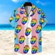 thumbnail image 3 of Camisa hawaiana divertida con calavera de helado para hombres y mujeres, camisetas de verano geniales de manga corta con arcoíris LGBT para parejas, 3 of 5