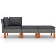 thumbnail image 2 of vidaXL 3 Piece Garden Lounge Set Poly Rattan and Solid Eucalyptus Wood, 2 of 5