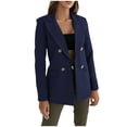 thumbnail image 6 of ClodeEU Women's Blazer Jacket, Long Sleeve Notched Lapel Double Breasted Suit Jacket,Trendy Office Wear Dark Blue,Womens Plus XL, 6 of 8