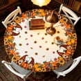 thumbnail image 4 of Fall Tablecloth, Round Pumpkins Maple Leaves Decorative Thanksgiving Table Cover for Kitchen Dining Picnic Tabletop Indoor Outdoor Party Decor L, 4 of 6