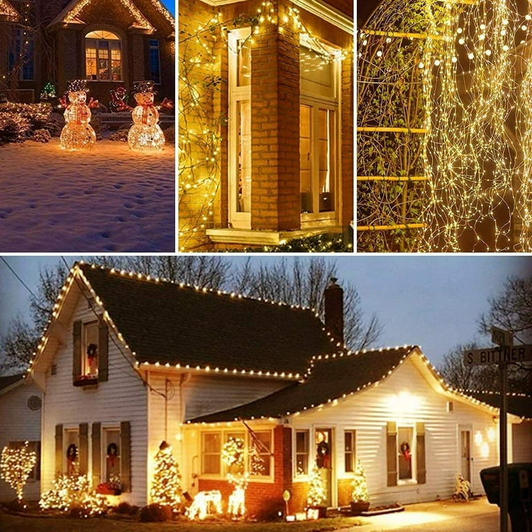 2 Pack Solar Christmas Lights,320 LED 104.6ft Solar String Lights Outdoor  Waterproof,8 Modes Solar Fairy Lights for Christmas Tree Halloween Gardens