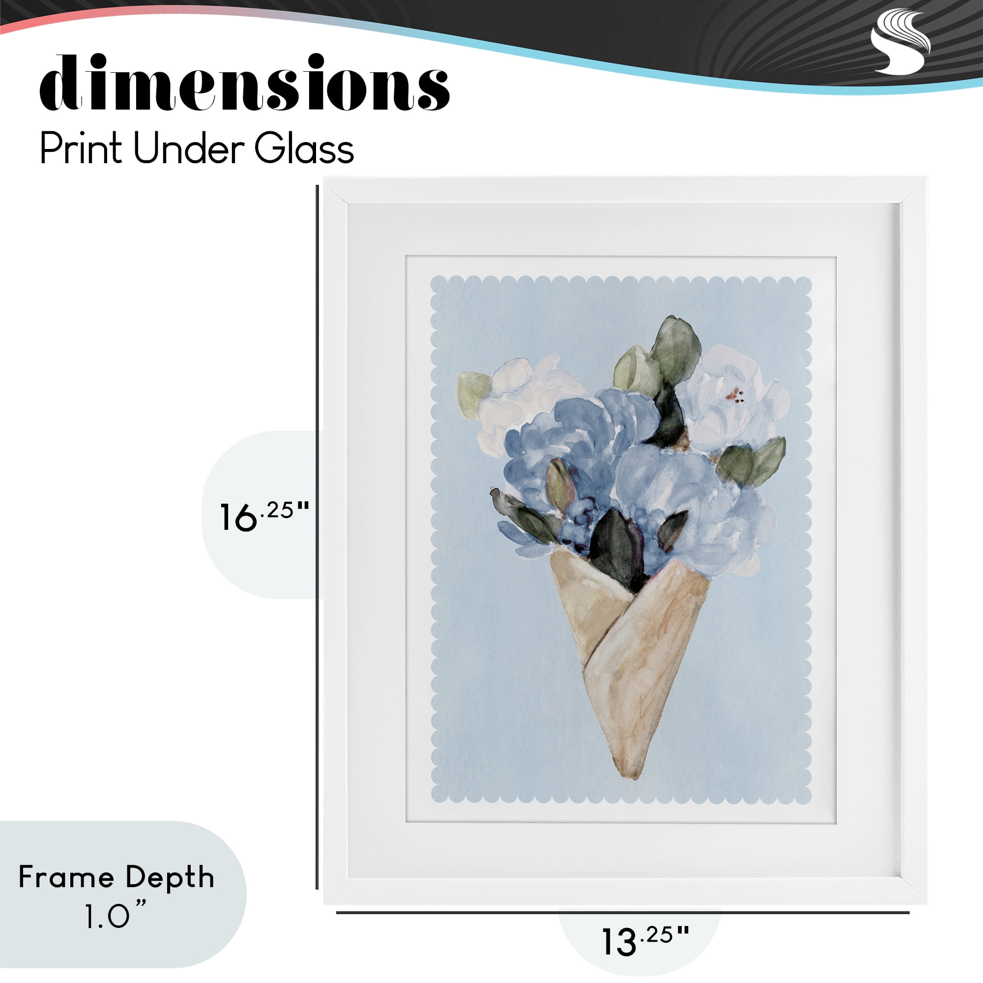 Stupell Industries Blue Gift Bouquet White Framed Print Under Glass, design by Lanie Loreth