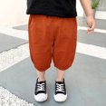 thumbnail image 2 of TOOYOU Boys Pants Toddler Baby Pull On Cotton Shorts Kids Summer Knee Length Elastic Waist Harem Pants With Pockets Size 2-3 Years , Orange, 2 of 9