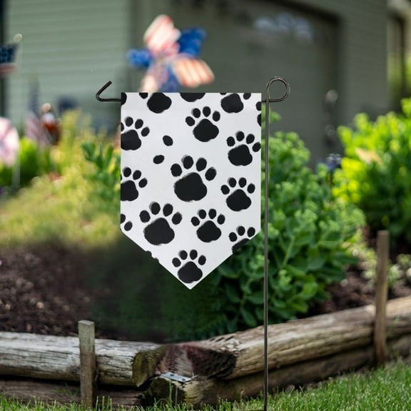 Dog Paws Black Garden Flag 18" x 12.5" Double Sided Yard Lawn Outdoor Decor Small Yard Flags