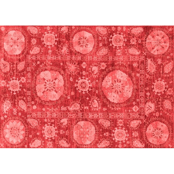 Ahgly Company Indoor Rectangle Abstract Red Modern Area Rugs, 5' x 7'