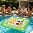 thumbnail image 6 of Summer Water Entertainment Floating Ice Bar, Buoyant Fruit Beverage Tray with Cup Holders, Portable Thickened PVC Inflatable Float, Perfect for Pool Party Beach Outdoor Water Activities, C-Green, 6 of 7