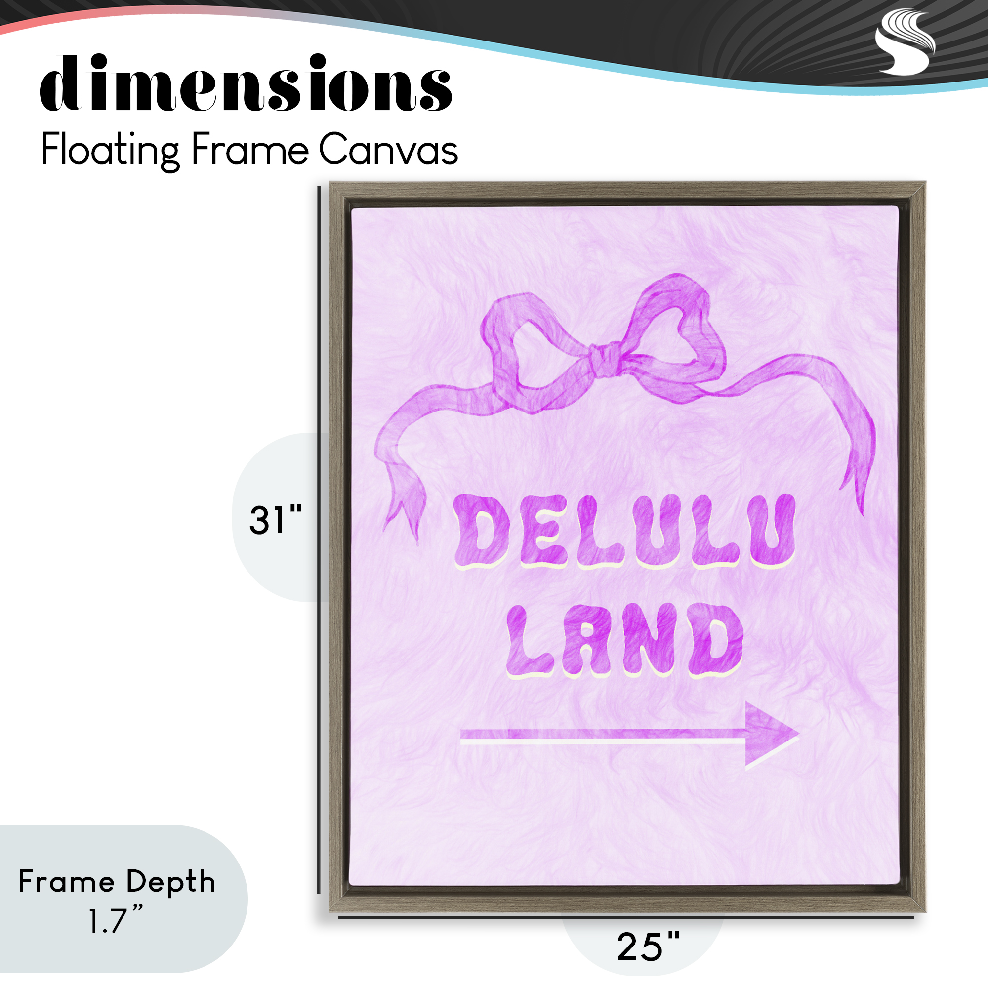 Stupell Industries Delulu Land Feminine Ribbon Brown Framed Floater Canvas Wall Art, design by Ziwei Li