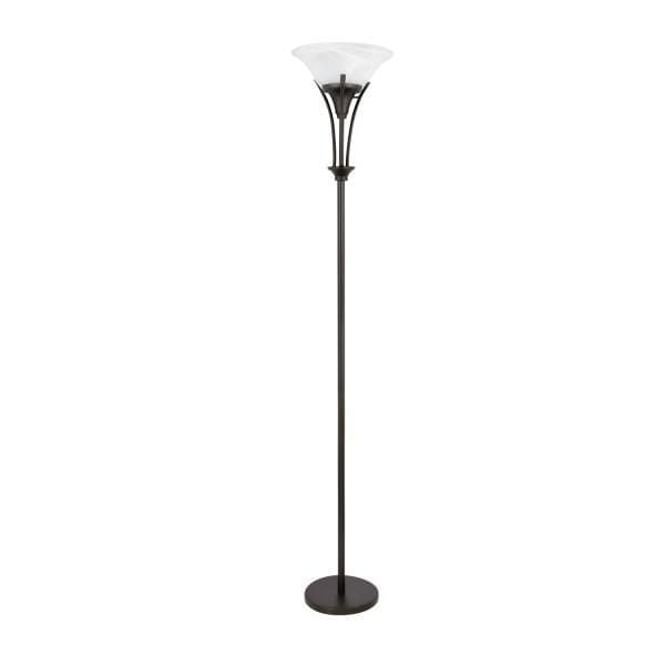 Lampe sur pied en métal de 70 pouces, collection Gatineau par Globe Electric, fini en bronze foncé, abat-jour en verre d'albâtre, 63361