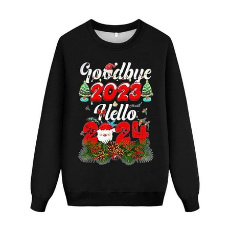 

Matching Family Outfits Christmas Printed Long Sleeve Round Neck Casual Hoodie Family Gathering Casual Pajamas Set Black 3 years - 4 years