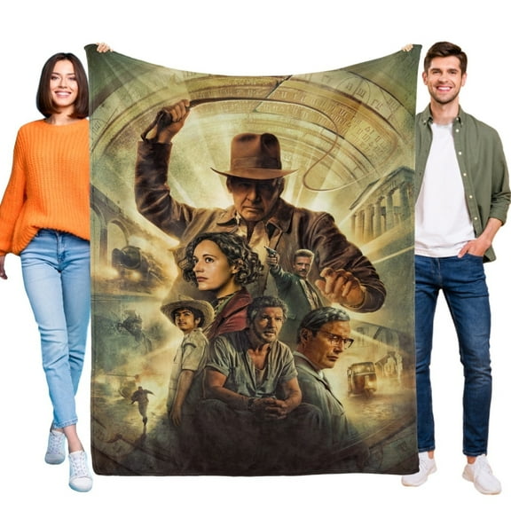 Indiana Jones Flannel Blanket Soft Bed Sofa Couch Cozy Lightweight Throw Birthday Gift