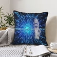 thumbnail image 2 of Velvet Decorative Throw Pillow Covers Set of 2, Soft Square Cushion Cover with Invisible Zipper Binary Code Cyborg Robot Printing, 16"x16", 2 of 7