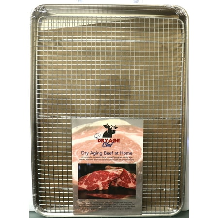 Large Beef Rack, Dry Aging Pan & Dry Aging Beef at Home Instructions & Guide Booklet by Dry Age Chef - Perfect for Dry Aging Steak at (Best Way To Cook Dry Aged Steak)