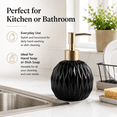 thumbnail image 4 of Ceramics Gold Soap Dispenser for Bathroom, Round Soap Dispenser with Delicate Embossed Rhombus Design (Black), 4 of 6