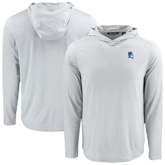 Men's Cutter & Buck Gray Duke Blue Devils Coastline Epic Comfort Eco Recycled Long Sleeve Hoodie T-Shirt