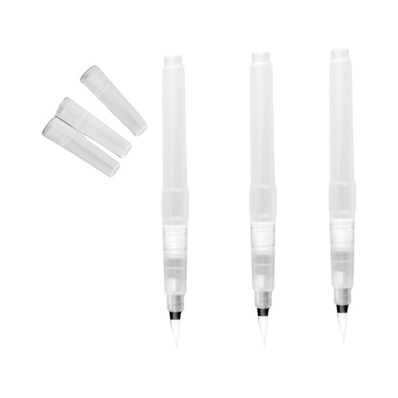 ROSENICE 3Pcs Watercolour Brush Pens For Hobbyists White Nylon Plastic Drawing Sketch