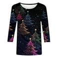 thumbnail image 3 of Hvot&aat Women Christmas Sparkling Colorful Christmas Tree Print Shirts Spooky Season Fall Loose Fit Tunic Tops, 3 of 4