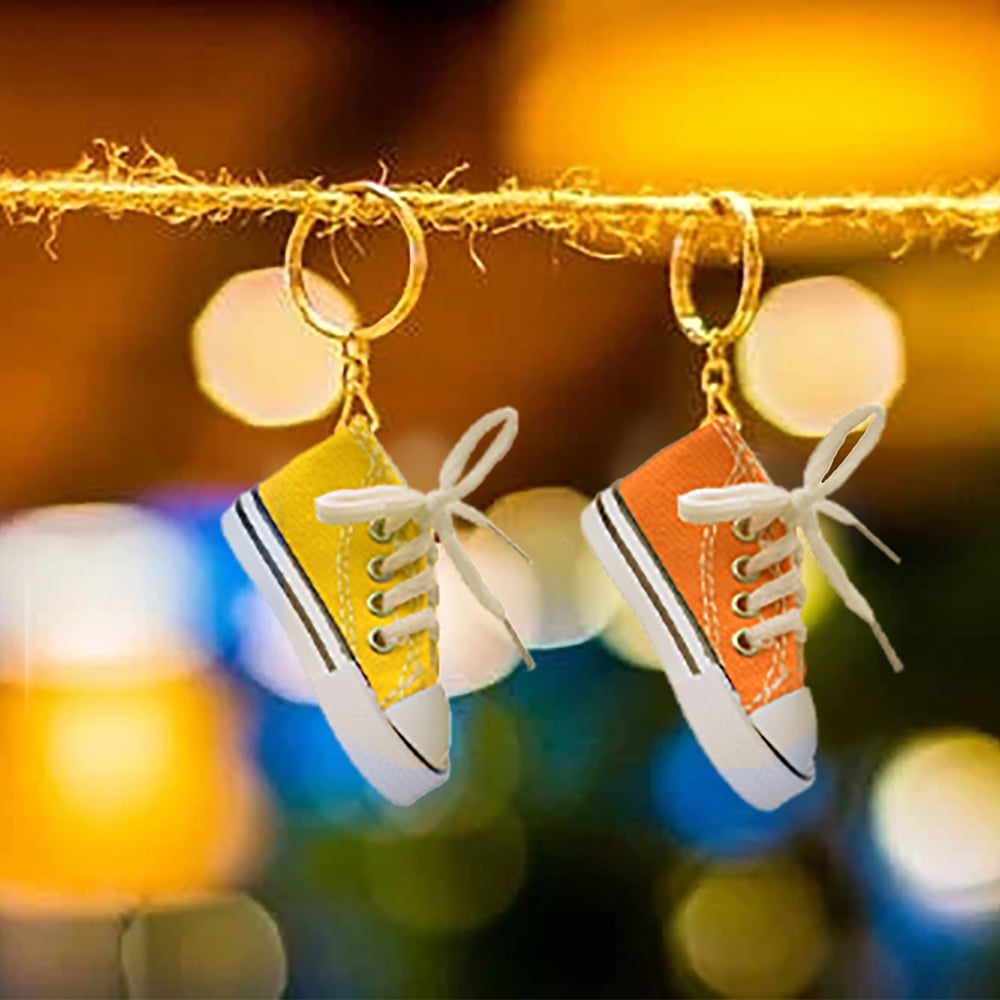 Aspire 24 Pack Colorful Canvas Sneaker Keychains, Novelty Shoes Key Ring, Party Favors
