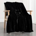 Classic Black Flannel Blanket, Single Blanket, Black Cat with Black