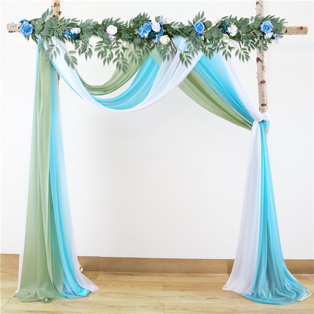 Chiffon Wedding Arch Draping Fabric,75*600CM Wedding Arch Drapes Sheer  Backdrop Curtain for Wedding Ceremony Party Ceiling Decor