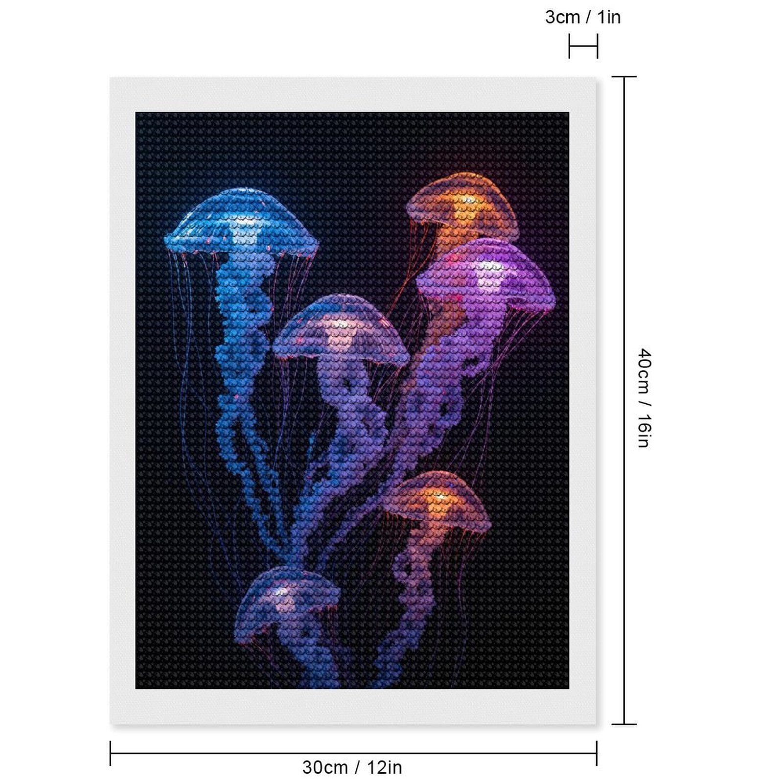 Diamond Art Kits for Adults, Glowing Jellyfish Marine Beauty 5D Diamond Painting Kits for Adults Beginners, DIY Full Drill Diamond Painting, Gem Art and Crafts 12x16