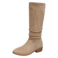 thumbnail image 4 of Rokment Women's Slouchy Mid Calf Boots Fashion Casual Solid Suede Pointed Toe Stacked Heels Pull On Knee-High Tall Dress Boots Fall Winter, 4 of 6