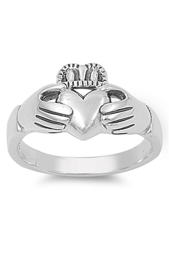 Heart Claddagh Crown Purity Friendship Ring .925 Sterling Silver Band Jewelry Female Male Size 6