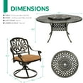 thumbnail image 6 of VIVIJASON 9-Piece Patio Furniture Dining Set, Rust-Free Cast Aluminum Outdoor Conversation Set, Include 8 Swivel Dining Chairs & 61" Round Dining Table with 31" Lazy Susan, Umbrella Hole, Khaki, 6 of 7