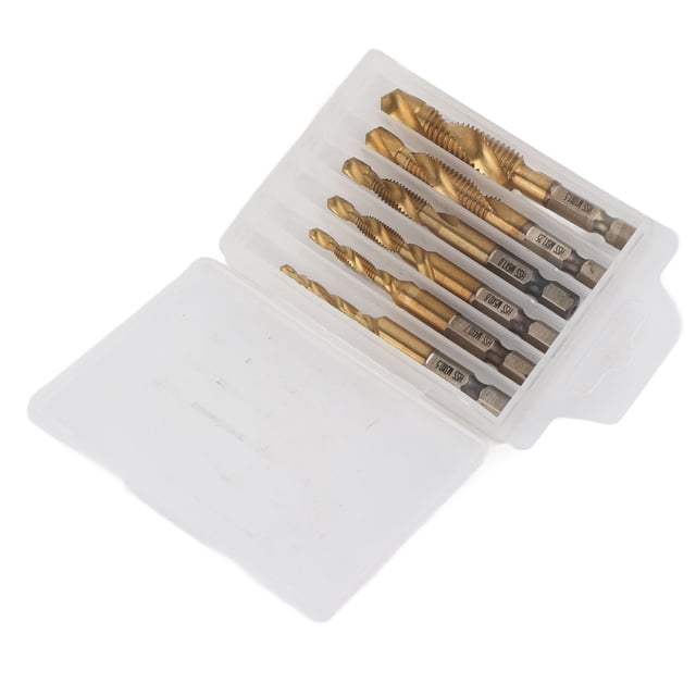 Uadme Brocas para Machos De Roscar, 6 Piezas De Machos De Roscar De Vástago Hexagonal De Acero De Alta Velocidad, Herramienta De Broca De Roscado De Perforación Combinada