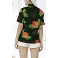 thumbnail image 4 of HAPPY BAY Women's Button Down Blouses Casual Summer Beach Party Blouse Shirt V Neck Short Sleeve Vacation Button up Dress Hawaiian Shirts for Women XXL Shoe Floral, Black, 4 of 5
