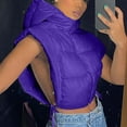 thumbnail image 5 of QUNYINEY Zip Up Puffer Vest for Women Hooded Purple Cropped Fall Waistcoat Loose Fit Cotton with Pockets Sleeveless Fall Jacket Women, 5 of 7
