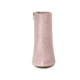 thumbnail image 3 of BLISSFUL STEP Women's Glitter Pointed Toe Block Heeled Ankle Boots Pink 10, 3 of 9