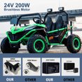 thumbnail image 2 of OTTORD 24 V Ride on Car UTV 2 Seater, 2x200W Electric Truck with Metal Frame, Brake&Gas Pedal, EVA Tires (Green), 2 of 7