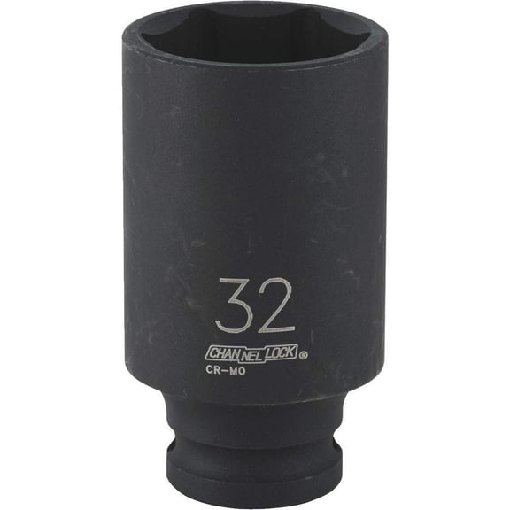 Channellock 1/2" Drive 32 mm 6-Point Deep Metric Impact Socket