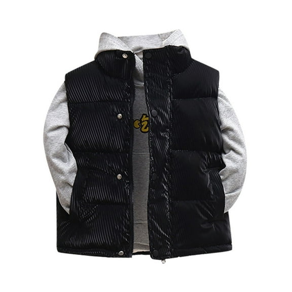 Byoo Toddler Boys Solid Vest Padded Stand Collar Thickened Sleeveless Puffer Jacket Winter Warm Down Jacket for Kids