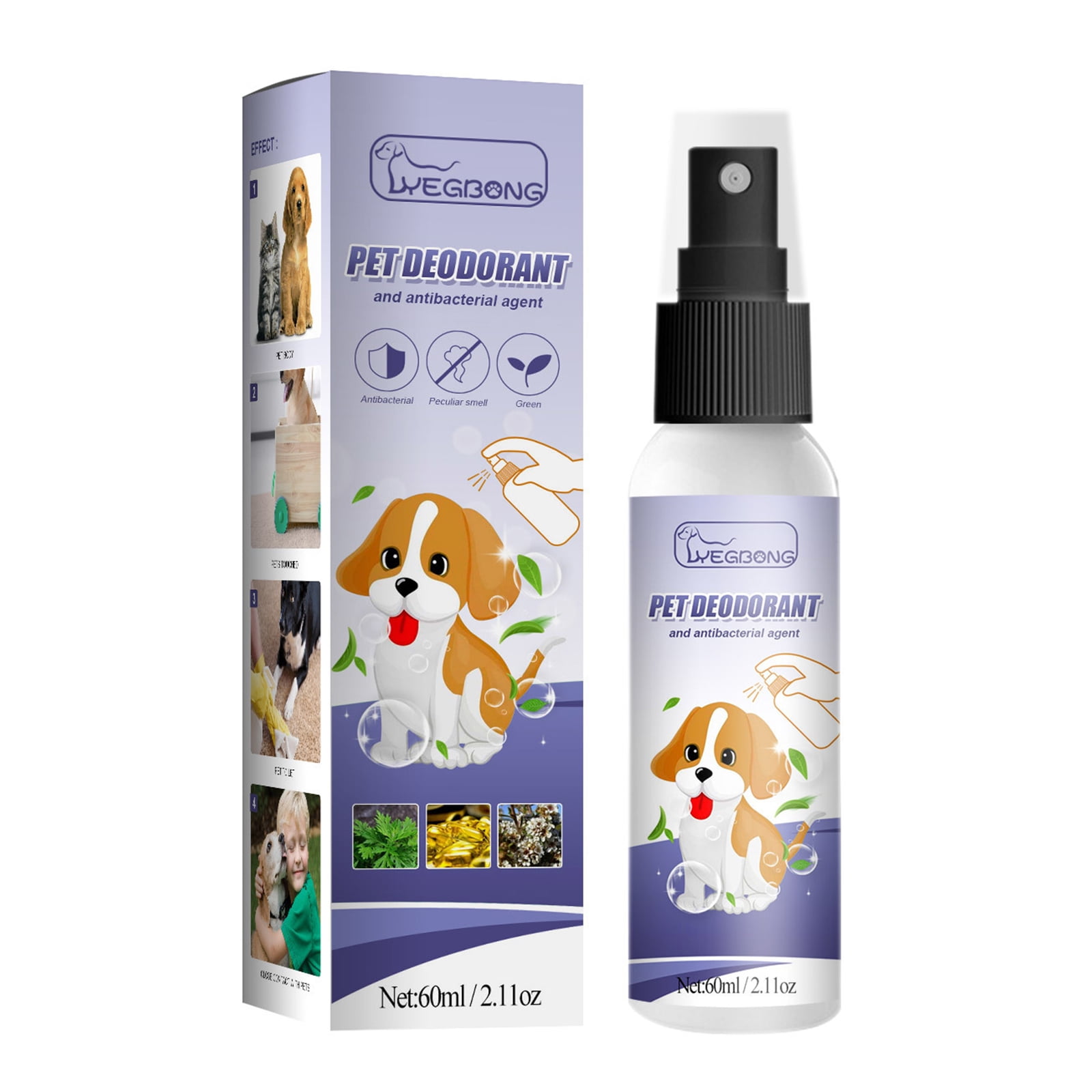 Pet Odor Eliminator Spray for Dogs & Cats 2 Oz Naturally Effective Deodorant and Bad Smell