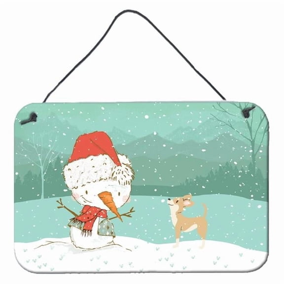 Carolines Treasures CK2081DS812 Tan Chihuahua Snowman Christmas Wall or Door Hanging Prints  8x12 multicolor