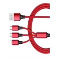 thumbnail image 1 of 1pcs 3A Braided One Drag Three For Android Type-C Charging Cable 1.2m Charging Cable 3in1 Black Silver Red Golden Blue, 1 of 4