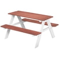 thumbnail image 3 of Auto Beyond Kids Picnic Table Set, Wooden Table & Bench Set, Kids Patio Furniture Outdoor Toys for Garden, Backyard, Aged 3-8 Years Old, Brown, 3 of 6