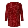 thumbnail image 5 of Ounisa 3/4 Length Sleeve Womens Tops Round Neck Loose Cute Spring Summer Tee Shirts Dressy Casual Print Blouses Tunic, 5 of 9