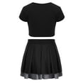 thumbnail image 2 of HYwys Kids Girls Cheerleading Dance Outfits Short Sleeve Crop Top with Pleated Skirt Cheer Uniform Set Black Red 6, 2 of 5