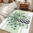thumbnail image 5 of Summer Botanical Washable Area Rugs 2.7'x5', Watercolor Eucalyptus Leaf Black Lattice Green Stripe Low Pile Throw Living Room Rug Non-Slip Sturdy Edge Binding Carpet for Indoor Entryway Bedside, 5 of 9
